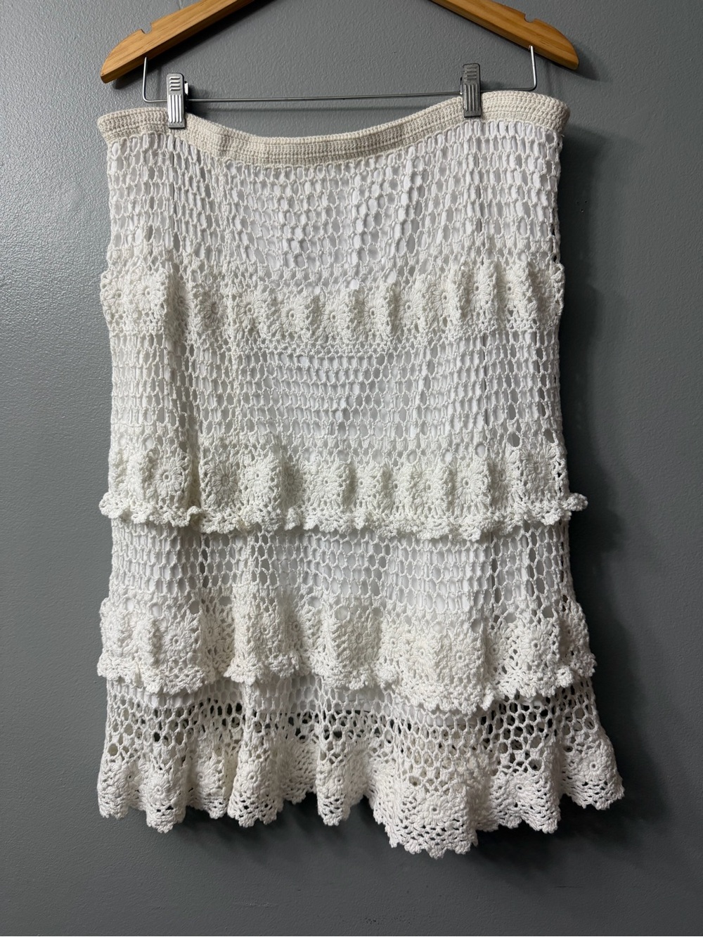 Lane Bryant White Crochet Tiered Mini Skirt 18/20
